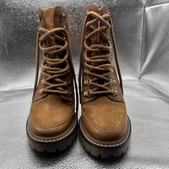 TORY BURCH MILLER LUG SOLE BOOTIE 95MM in TOASTED CARAMEL - Size 6 - Picture 3 of 11